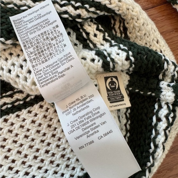 Madewell Open-Stitch Johnny Collar Sweater In Summit Green Stripe Size Small - Picture 7 of 10